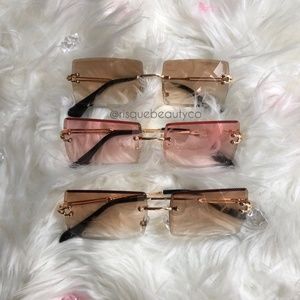 2000’s Rimless Sunglasses Pink Caramel Clear